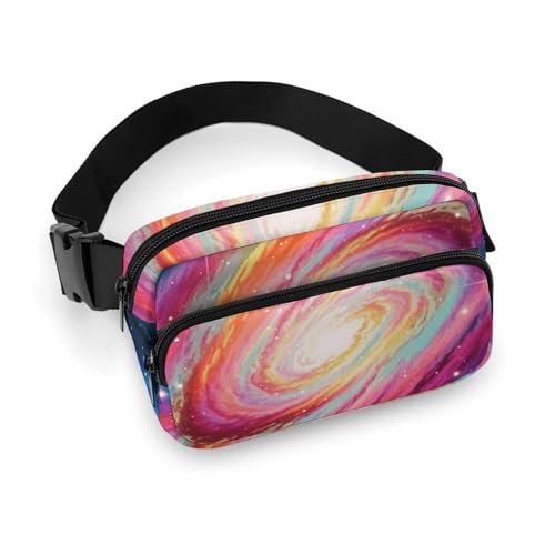 Bauchtasche für Damen und Herren, Gürteltasche mit verstellbarem Riemen, bunte Galaxie-Gürteltasche für den Alltag, Farbiges Galaxy, 20x13cm von LYHVSFJW