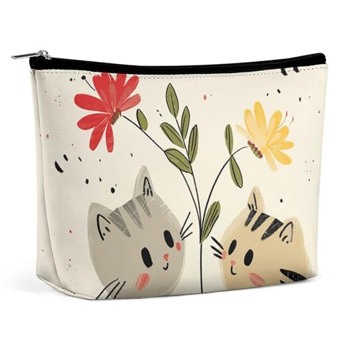 LYHVSFJW Kosmetiktasche, Make-up-Tasche für Damen, tragbare Make-up-Tasche, niedlicher Mops, Reise-Kulturbeutel für Reisezubehör, Zeichnen Sie zwei Katzen, Einheitsgröße LYHVSFJW Kosmetiktasche, Make-up-Tasche für Damen, tragbare Make-up-Tasche, niedlicher Mops, Reise-Kulturbeutel für Reisezubehör, Zeichnen Sie zwei Katzen, Einheitsgröße von LYHVSFJW
