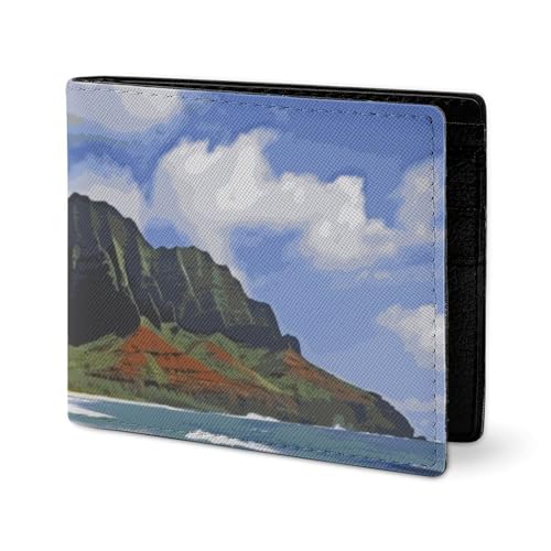 LYHVSFJW Ledergeldbörse für Herren, amerikanische Flagge, Feueradler, stilvolle kleine Münzbörse für Damen, schlanke und dünne Bifold Wallet mit Fach Kartenhalter, Kauai Hawaii Seashore, Einheitsgröße von LYHVSFJW