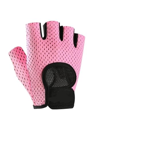 LYHYDMA Fitness-Handschuhe Atmungsaktive Fitnesshandschuhe for Fitnessstudio, Gewichtheben, Yoga, Bodybuilding, Training, Sport, dünne, rutschfeste Halbfinger-Fahrradhandschuhe(Pink M) von LYHYDMA