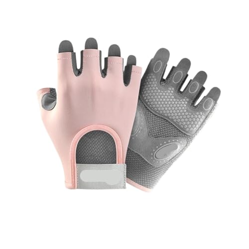 LYHYDMA Fitness-Handschuhe Fahrradhandschuhe Damen Fitnesshandschuhe Fitnessstudio Gewichtheben Yoga Bodybuilding Training Dünne atmungsaktive rutschfeste Halbfingerhandschuhe(Pink,M) von LYHYDMA