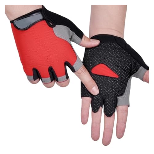 LYHYDMA Fitness-Handschuhe Fahrradhandschuhe Fahrrad rutschfeste atmungsaktive Halbfingerhandschuhe Motorradfahrer Sport Fitnessstudio Fitness Fingerlose Handschuhe Fahrradausrüstung(Red,L) von LYHYDMA