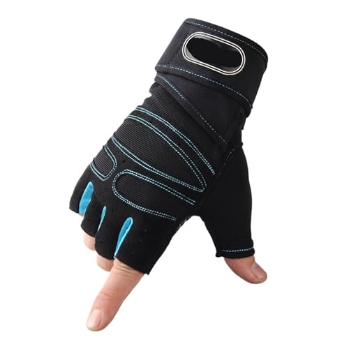 LYHYDMA Fitness-Handschuhe Fitness-Halbfingerhandschuhe for Männer und Frauen, Handgelenkschutz, Sport, Hantelreiten, rutschfeste Reckstange, Trainings(Blue,M) von LYHYDMA