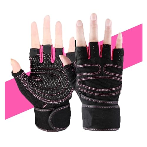 LYHYDMA Fitness-Handschuhe Gewichtheben-Fitnesshandschuhe for Männer und Frauen, Fitnessstudio, Radfahren, Yoga, Bodybuilding-Training, atmungsaktive, rutschfeste Halbfingerhandschuhe(Pink,XL) von LYHYDMA