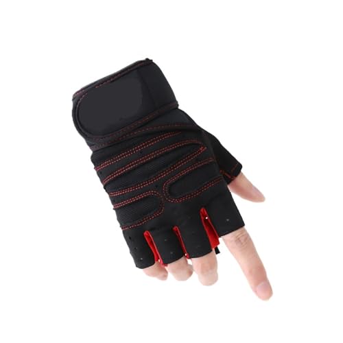 LYHYDMA Fitness-Handschuhe Gymnastikhandschuhe Fitness Schwergewichts-Trainingshandschuhe Männer Frauen Bodybuilding Halbfinger rutschfeste Handschuhe Handgelenk Gewichtheben Sport(Red,M) von LYHYDMA