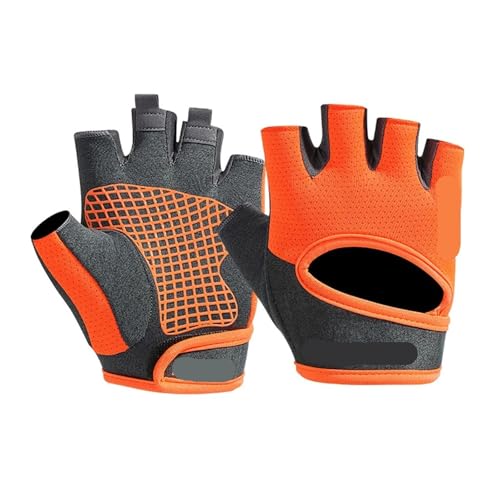 LYHYDMA Fitness-Handschuhe Halbfinger-Fahrradhandschuhe, rutschfest, atmungsaktiv, stoßfest, verschleißfest, Outdoor-Fitness, Boxen, Laufen, Unisex-Handschuhe(Orange,M) von LYHYDMA