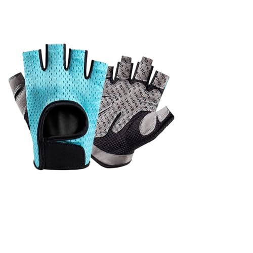 LYHYDMA Fitness-Handschuhe Halbfinger-Gewichtheberhandschuhe, Unisex, rutschfest, stoßdämpfend, atmungsaktiv, for Fitnessstudio, Sport, Handschutz, Fitnessgeräte(Blue,L) von LYHYDMA