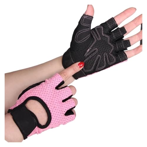 LYHYDMA Fitness-Handschuhe Radfahren Fingerlose Handschuhe Professionelle Gym Fitness Atmungsaktive Anti-Rutsch Frauen Männer Halbfinger Sommer Angeln Weibliche Fahrrad(Pink,L) von LYHYDMA