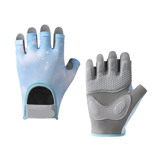 LYHYDMA Fitness-Handschuhe Sport Fitness Handschuhe Frauen Anti Slip Atmungsaktiv Stoßdämpfende Halbfinger Sport Radfahren Yoga Hantel Gewichtheben Handschuhe(Blue,M) von LYHYDMA