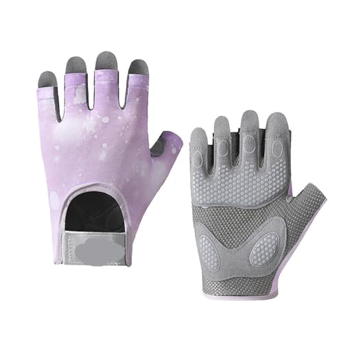 LYHYDMA Fitness-Handschuhe Sport Fitness Handschuhe Frauen Anti Slip Atmungsaktiv Stoßdämpfende Halbfinger Sport Radfahren Yoga Hantel Gewichtheben Handschuhe(Purple,M) von LYHYDMA