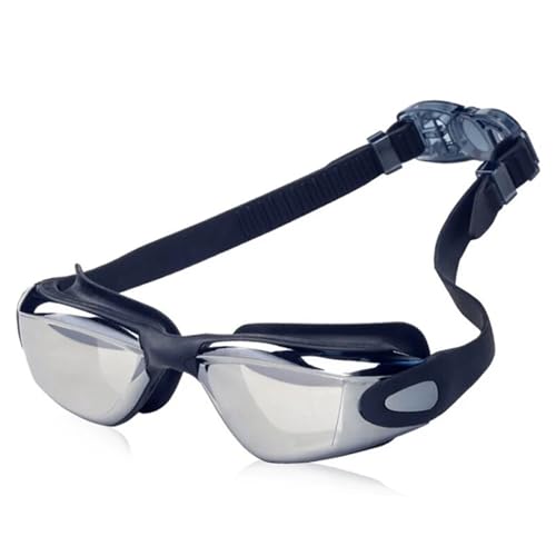 LYHYDMA Schwimmbrillen Professionelle Schwimmbrille, Schwimmbrille mit Ohrstöpsel, Nasenklammer, galvanisiertes wasserdichtes Silikon(C8 translucent black) von LYHYDMA