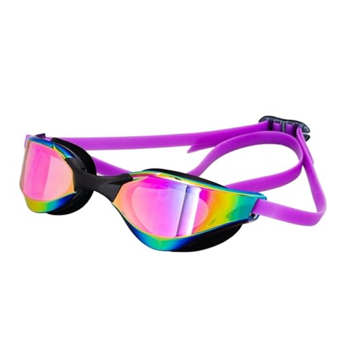 LYHYDMA Schwimmbrillen Schwimmbrille for Erwachsene, wasserdicht, beschlagfrei, professionelle Renn-Taucherbrille, Herren und Damen, kühles, versilbertes Schwimmen(Purple) von LYHYDMA