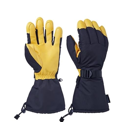 LYHYDMA Skihandschuhe Lange Winterhandschuhe, Skifäustlinge, Thinsulate, isoliert, Schnee, Arbeit, beheizter Handschuh, Thermo for Männer und Frauen(Yellow-Style 1,L) von LYHYDMA