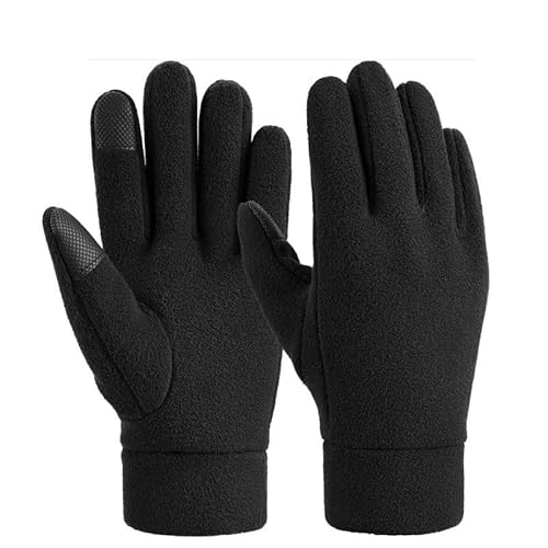 LYHYDMA Skihandschuhe Unisex-Winter-Fleece-Handschuh, voller Finger, Warmer Ski-Snowboard-Fäustling, for kaltes Wetter, Winddichte Lauf-Touchscreen-Fahrradhandschuhe(Black,XL) von LYHYDMA