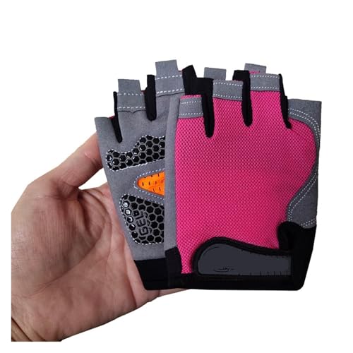 fitness-handschuhe Halbfinger-Fahrradhandschuhe for Kinder, rutschfest, stoßfest, atmungsaktiv, Sommer-Fahrradhandschuhe, fingerlos, Sport-Trainingshandschuhe im Fitnessstudio(Red,M for ages 12-17) von LYHYDMA