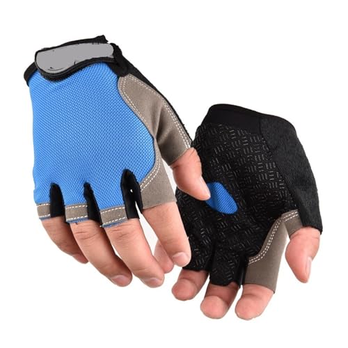 fitness-handschuhe Rutschfeste, stoßdämpfende, atmungsaktive Halbfingerhandschuhe, atmungsaktive Fahrradhandschuhe for Fitness, Fitnessstudio, Bodybuilding, Training, Sporthandschuhe(Blue A,L) von LYHYDMA