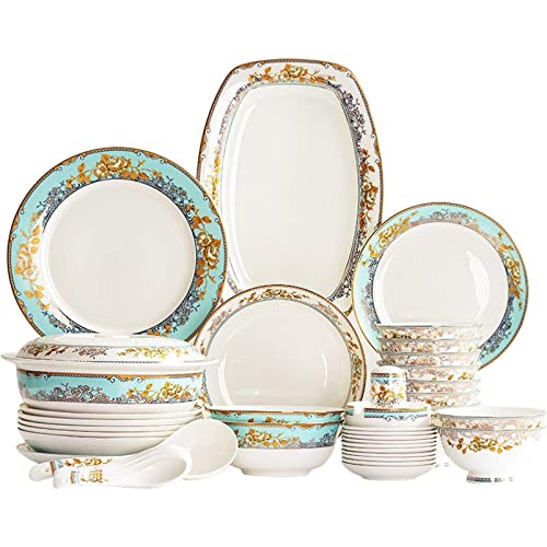 LYLXSF 56-teiliges Bone China-Geschirrset, nordisches Keramik-Essteller-Set, Porzellan-Geschirrset von LYLXSF