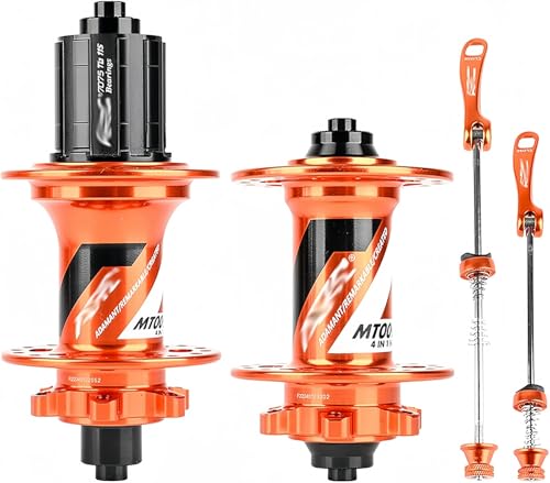 Mountainbike-Naben 32H Aluminiumlegierung 6 Klauen 3 Zähne 120 Klicks Vorne 2 Hinten 4 Lager QR-100/135Mm HG/MS/XD Freiläufe Für 8-12-Gang-Nabensatz Orange,HG von LYMFCFC