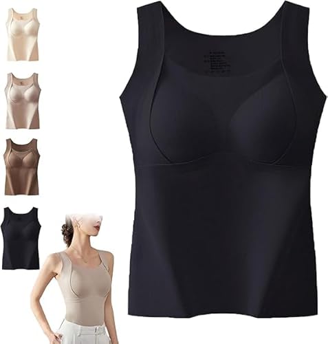 LYSYYOZ Patiyu Shop BH, 2-in-1-Wärmeweste mit In-BH, Weste mit U-Ausschnitt, Damen-Thermoweste aus Kaschmir,2XL,Black von LYSYYOZ