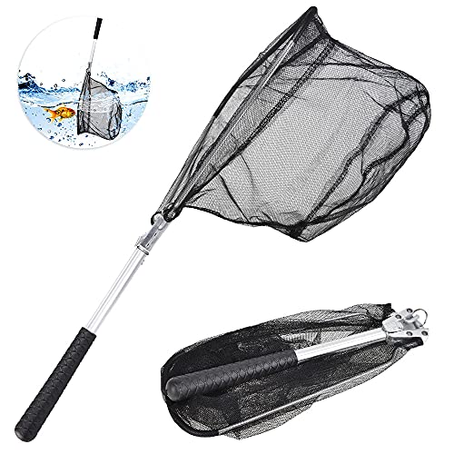 LYTIVAGEN Angeln Kescher Faltbare Fisch Kescher Angelkescher Nylon Fischernetz mit Rutschfestem Griff 34x27cm Unterfangskescher Stabil Fishing Kescher Teichkescher für Erwachsene und Kinder von LYTIVAGEN