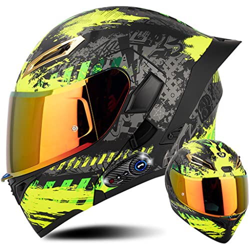 Integraler Motorrad-Bluetooth-Helm mit Heck, DOT/ECE-zugelassenes Flügeldesign, Geräuschreduzierung mit Antibeschlag-Doppelvisier for Erwachsene, Männer und Frauen, modularer Helm ( Color : K , Size : von LYXPEIJIAN