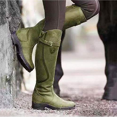 LYYJF Damen Übergröße Chunky Heels Kniehohe Stiefel Frauen Lange Stiefel Schuh Oberschenkelhoch Winterstiefel 50 grün von LYYJF