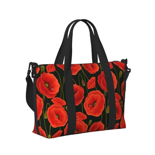 41 x 15 x 29 cm Reisetaschen, Handgepäcktasche, britische Flagge, Reisetasche für Damen und Herren, Rote Cartoon-Marienkäfer-Blume, Einheitsgröße von LZNJZ