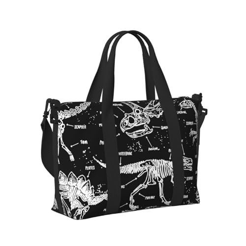 41 x 15 x 29 cm Reisetaschen, Handgepäcktasche, pelziger niedlicher Totenkopf-Reisetasche für Damen und Herren, Komplexer Cartoon-Dinosaurier, Einheitsgröße von LZNJZ