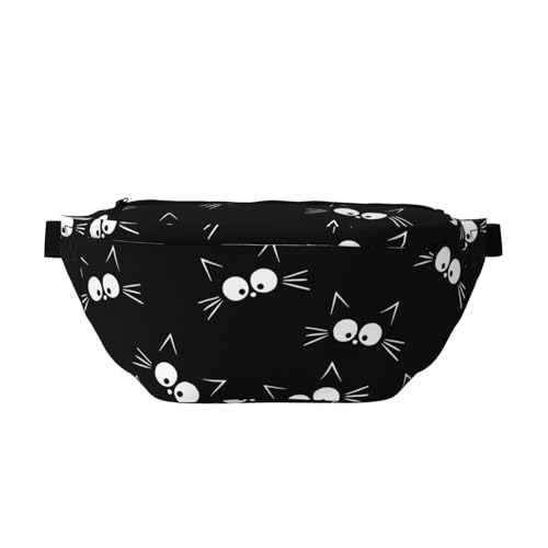Bauchtasche für Herren mit verstellbarem Gürtel, Blume Blatt Zitrone Hüfttasche, Schwarze Cartoon-Katze, Einheitsgröße von LZNJZ