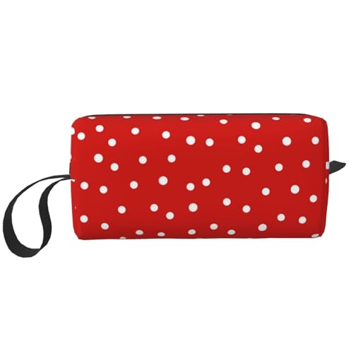 Tragbare Make-up-Tasche, Little Red Love Heart Kulturbeutel für Damen und Herren, Rote runde Punkte, Einheitsgröße von LZNJZ