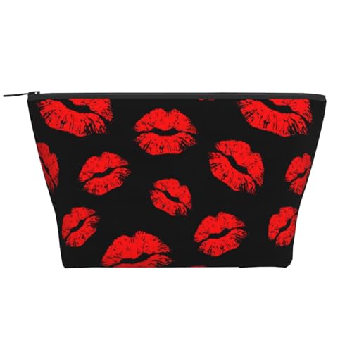 Tragbarer Kulturbeutel für Damen und Herren, Hot Red Lips Make-up-Tasche, Hot Red Lips, Einheitsgröße von LZNJZ