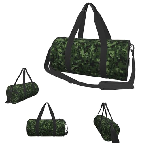 Duffle Bags Green Army Digital Camouflage Gym Bag for Men Women Waterproof Travel Duffle Bags Convertible Carry on Garment Bag for Travel Sports, Black, One Size, Schwarz , Einheitsgröße von LZQPOEAS