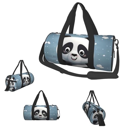 Duffle Bags Panda Cartoon Turnbeutel für Männer und Frauen, wasserdichte Reisetasche, wandelbar, Handgepäcktasche für Reisen, Sport, Schwarz, Einheitsgröße, Schwarz , Einheitsgröße von LZQPOEAS