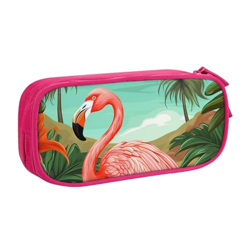 LZQPOEAS Federmäppchen mit großem Fassungsvermögen für Damen und Herren, Stifttasche mit Reißverschluss, tropischer Flamingo, tragbare Make-up-Tasche, niedliche Münztasche für Arbeit und Bürobedarf, von LZQPOEAS