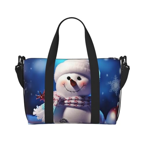 Reisetasche für Damen und Herren, Wochenendtasche, Sport, Turnbeutel, Frohe Weihnachten, Schneemann, Reisetasche, Handgepäcktasche mit Schultergurt, Schwarz, Einheitsgröße, Schwarz , Einheitsgröße von LZQPOEAS