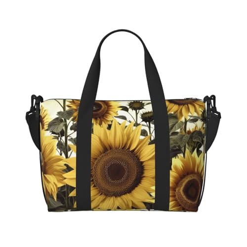 Reisetasche für Damen und Herren, Wochenendtasche, Sport, Turnbeutel, Gelb, Sonnenblume, Blumenmuster, Reisetasche, Handgepäcktasche, Übernachtungstasche, wasserdicht, Gepäcktasche mit Schultergurt, von LZQPOEAS