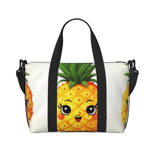 Reisetasche für Damen und Herren, Wochenendtasche, Sporttasche, Ananas, Reisetasche, Handgepäcktasche mit Schultergurt, schwarz, Einheitsgröße, Schwarz , Einheitsgröße von LZQPOEAS