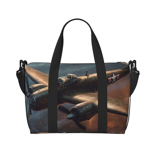 Reisetasche für Damen und Herren, Wochenendtasche, Sporttasche, Weltkrieg, Flugzeug, Reisetasche, Handgepäcktasche mit Schultergurt, schwarz, Einheitsgröße, Schwarz , Einheitsgröße von LZQPOEAS