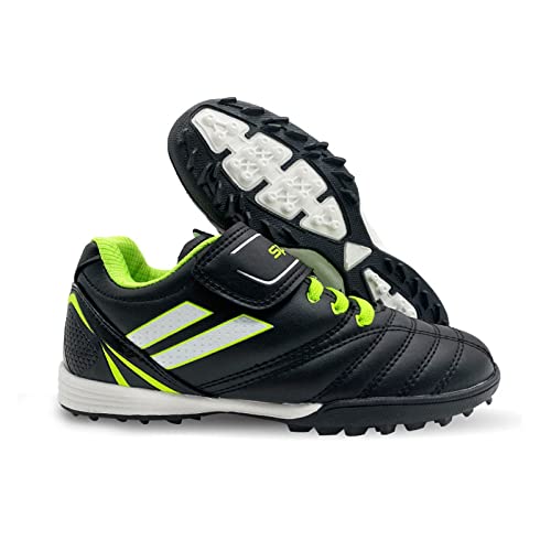 LZQpearl Jungen Mädchen Fußballschuhe, Fußball Leichtathletik Training Sportschuhe, FG/TF Teenager Outdoor Fußballschuhe Turnschuhe Für Unisex Kinder (30 (EU 31 1/3),Black) von LZQpearl