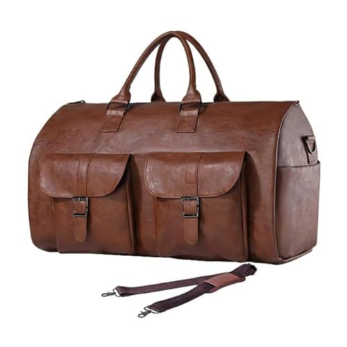 Wandelbare Kleidertasche aus Leder, Handgepäck-Reisetasche, wasserdichter Kleidersack für Damen und Herren, 2-in-1 Hängender Koffer und Anzug-Reisetasche, Geschenke für Business und Reisen, braun, von LZYWOD