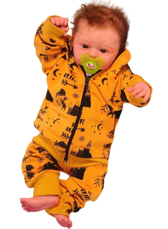 La Bortini Jogginganzug Baby Anzug Jacke und Hose in Senfgelb schwarz gemustert, gelb-schwarz, elastisch 62 68 74 80 86 La Bortini Jogginganzug Baby Anzug Jacke und Hose in Senfgelb schwarz gemustert, gelb-schwarz, elastisch 62 68 74 80 86 von La Bortini
