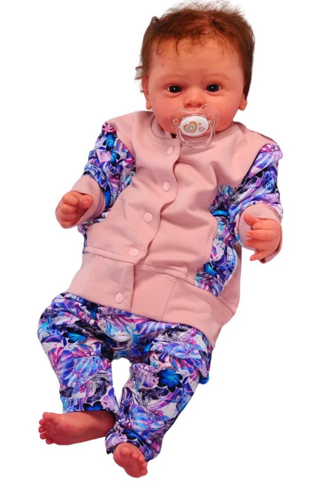 La Bortini Jogginganzug Baby Anzug Jacke Hose in Blau Rosa gemustert, elastisch, 62 68 74 80 von La Bortini