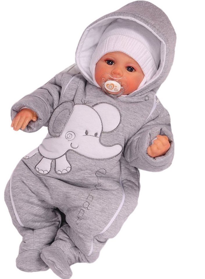 La Bortini Schneeoverall Baby Overall Wagenanzug mit Elefant Schneeanzug in Grau aus Baumwolle, fefüllt, 44 50 56 62 68 74 La Bortini Schneeoverall Baby Overall Wagenanzug mit Elefant Schneeanzug in Grau aus Baumwolle, fefüllt, 44 50 56 62 68 74 von La Bortini