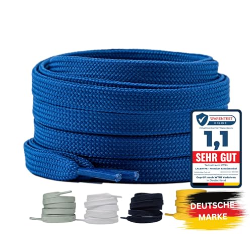 LaceHype 1 Paar Premium Schnürsenkel flach [10 mm breit ] LC2 reißfest Schuhbänder Ersatz Shoelaces aus Polyester für Sneaker, Sportschuhe, Laufschuhe, Turnschuhe (Blau, 100,1P) von LaceHype