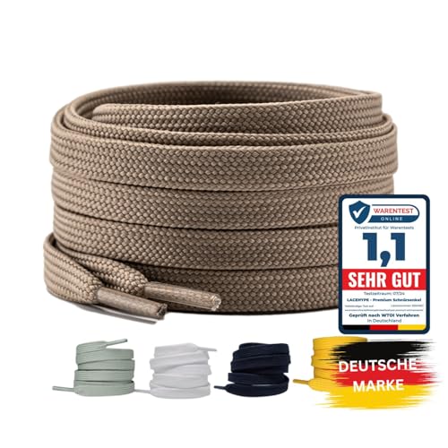 LaceHype 1 Paar Premium Schnürsenkel flach [10 mm breit ] LC2 reißfest Schuhbänder Ersatz Shoelaces aus Polyester für Sneaker, Sportschuhe, Laufschuhe, Turnschuhe (Khaki, 60,1p) von LaceHype