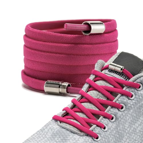 LaceHype - 2 Paar Premium Elastische Schnürsenkel mit Metallkapseln ohne binden - CP2 - Set für 2 Paar Schuhe - mit Kapseln für Sneaker, Laufschuhe, Sporschuhe (Hellpink, 1P) von LaceHype