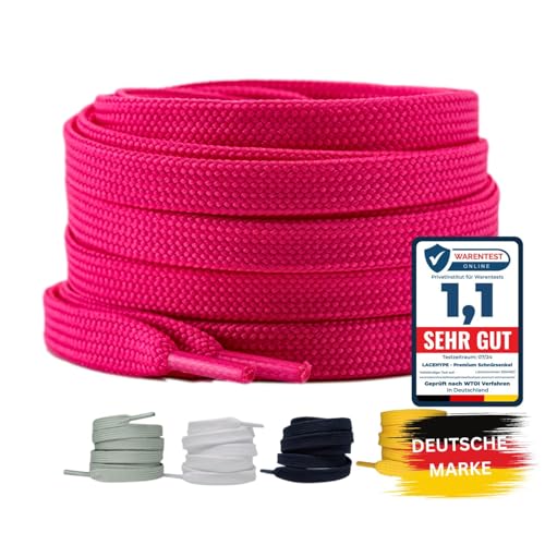 LaceHype 1 Paar Premium Schnürsenkel flach [10 mm breit ] reißfest Schuhbänder Ersatz Shoelaces aus Polyester für Sneaker, Sportschuhe, Laufschuhe, Turnschuhe (Neon Pink, 150,1P) von LaceHype