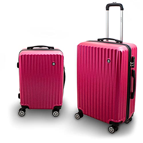 Barut Kofferset M + L 2-teilig Reisekoffer Trolley Hartschalenkoffer ABS Teleskopgriff Modell General (Pink) von Lacestone