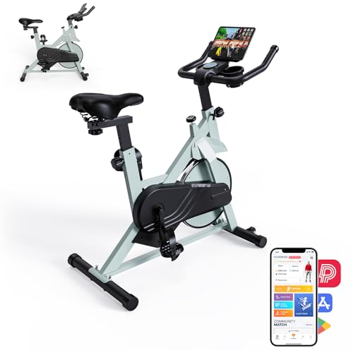 Lacuffy Heimtrainers Fahrrad mit Magnetischem Widerstand, Indoor Fitnessbike Heimtrainer mit APP Tracking, Hometrainer Fahrrad Max 136KG von Lacuffy