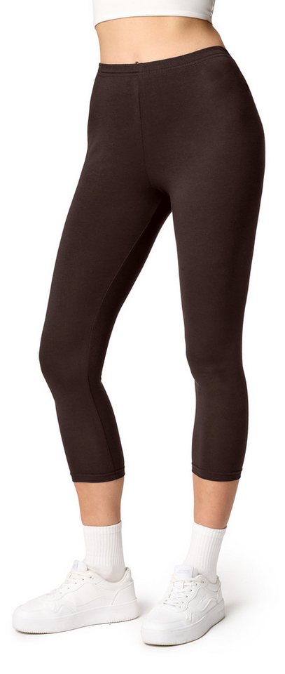 Ladeheid Leggings Damen 3/4 Capri Hose aus Baumwolle LA40-132 (1-tlg) elastischer Bund von Ladeheid